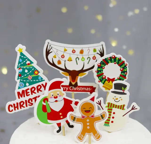 8 pcs Christmas theme cake Cupcake topper set style 31