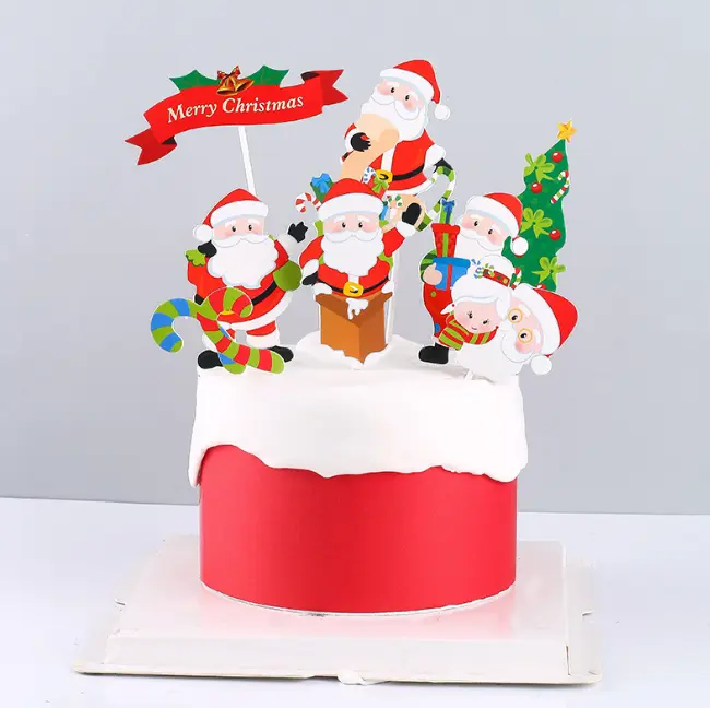 8 pcs Christmas theme cake topper style 10