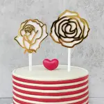 2 Pcs Acrylic Rose cake topper set
