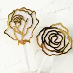 2 Pcs Acrylic Rose cake topper set