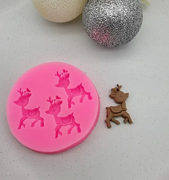 3 cavity Reindeer Christmas silicone mould