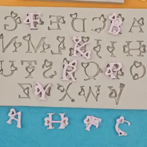 Alphabet with heart theme Silicone Mould