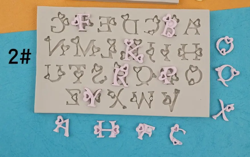 Alphabet with heart theme Silicone Mould