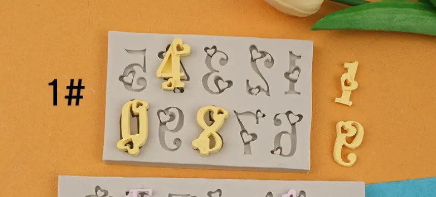 Number with heart theme Silicone Mould