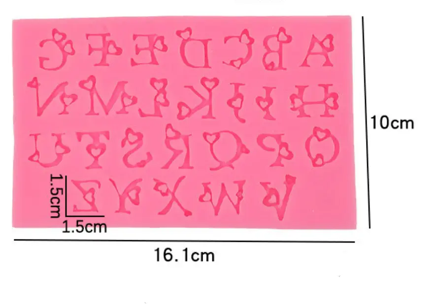Alphabet with heart theme Silicone Mould