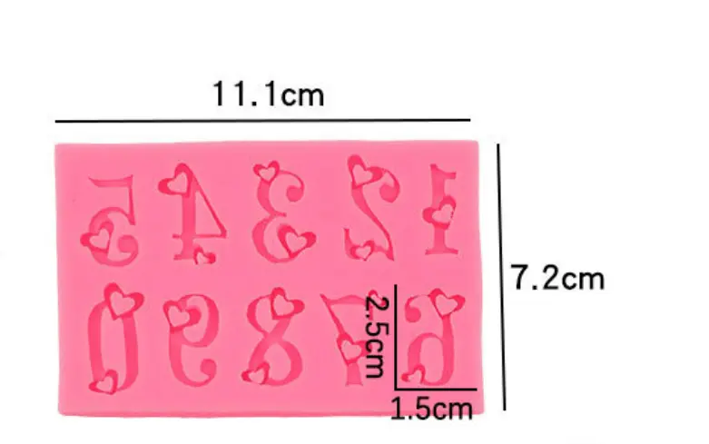 Number with heart theme Silicone Mould
