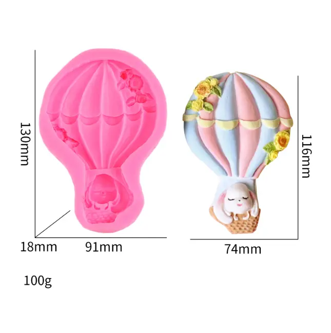 Cute floral Decorated Hot Air Balloon Silicone mould