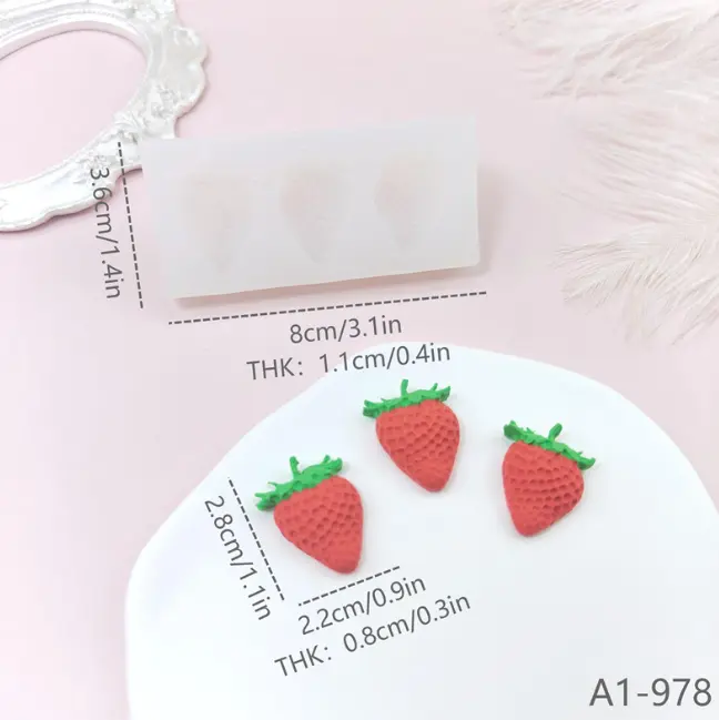 3 cavity Strawberry Silicone mould