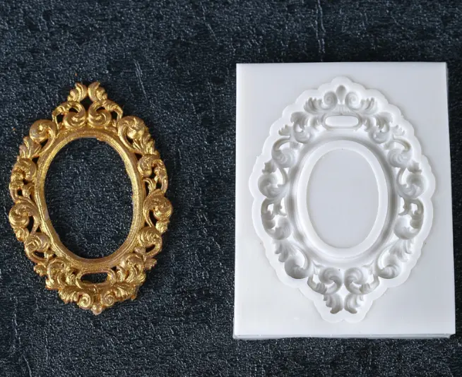 Oval Craved Frame silicone mould Style 2