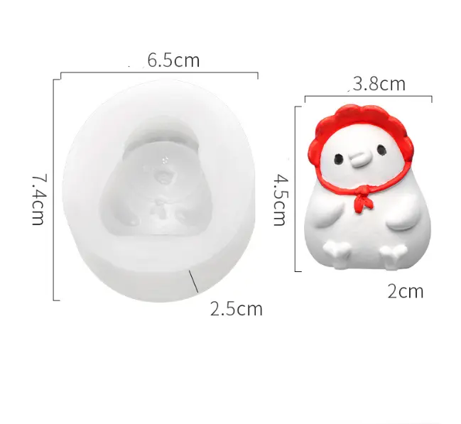 Cute 3D Bow scarf Chicken Silicone Mould style 1