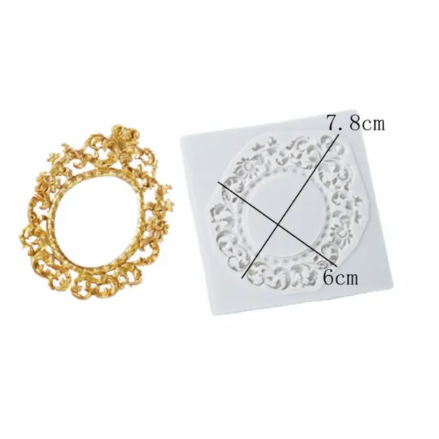 Decorated Detailed Oval frame silicone mould