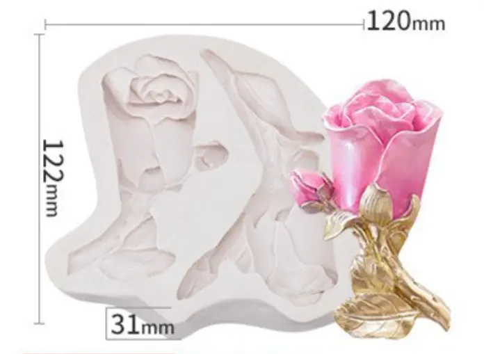 Large 2 Detailed Rose Flower silicone mould