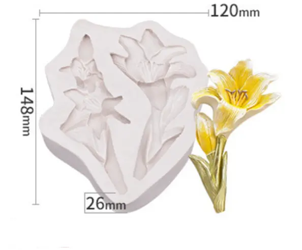 Large 2 Lily Flower silicone mould