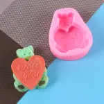 Teddy Bear holding heart i love you silicone mould