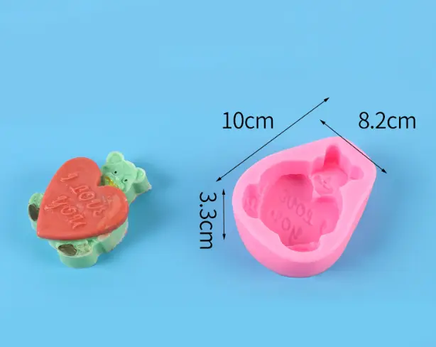 Teddy Bear holding heart i love you silicone mould