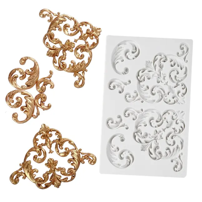 Scrolls Baroque Corner Silicone Fondant mould
