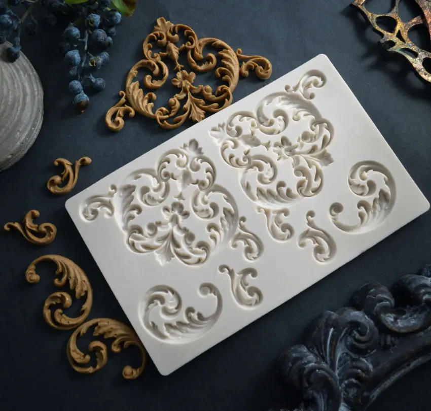 Scrolls Baroque Corner Silicone Fondant mould
