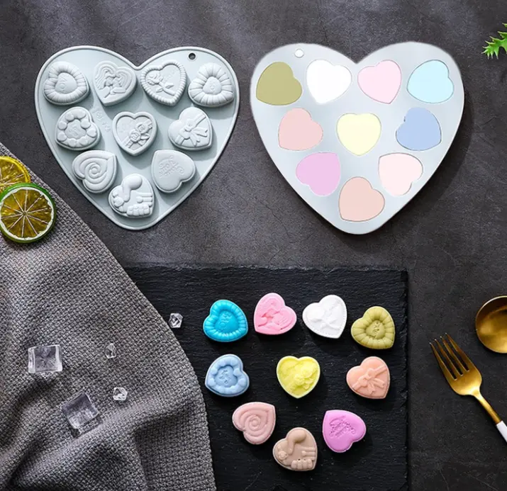 10 Cavity heart love theme silicone mould