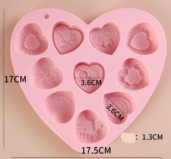 10 Cavity heart love theme silicone mould
