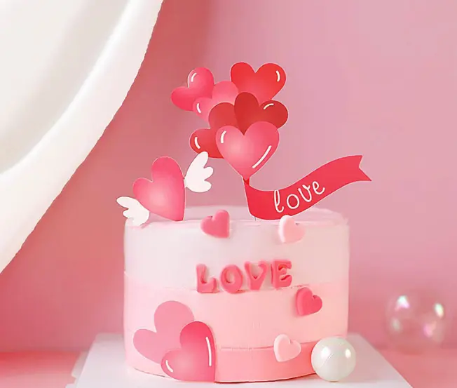 3 pcs Love heart cake topper set STYLE 2