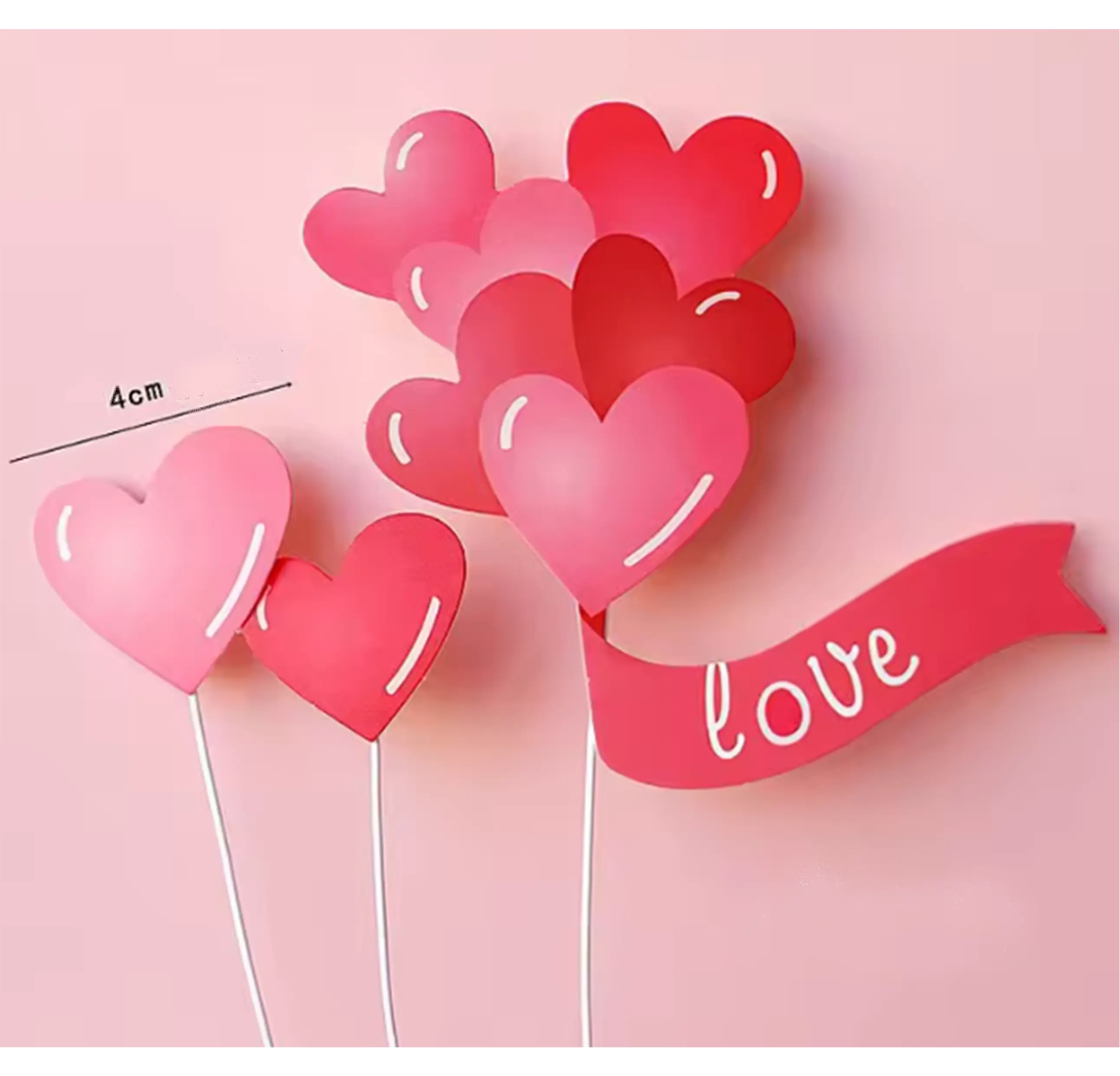 3 pcs Love heart cake topper set STYLE 2