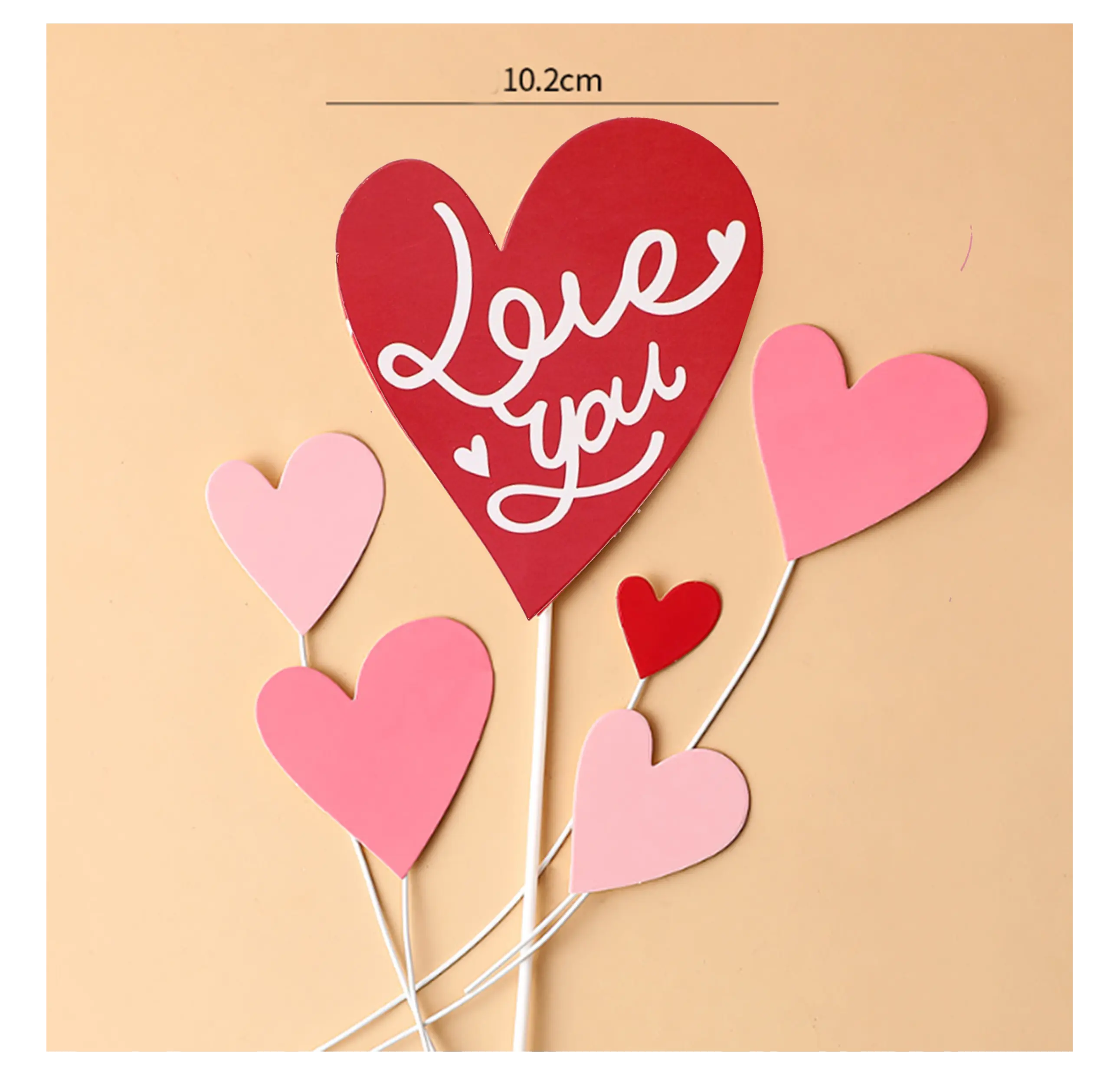 6 pcs Love heart cake topper set STYLE 3