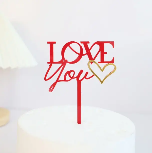 Love you Heart acrylic cake topper STYLE 6