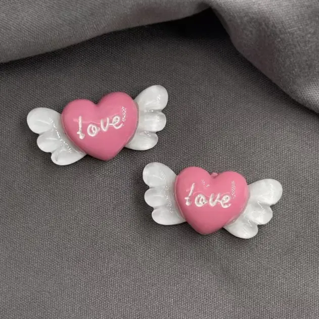 3 pcs Love Heart with wings toy topper