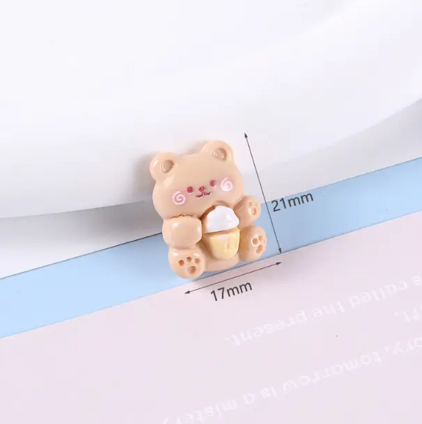 3 Pcs Teddy Bear with ice-cream Miniature toy topper