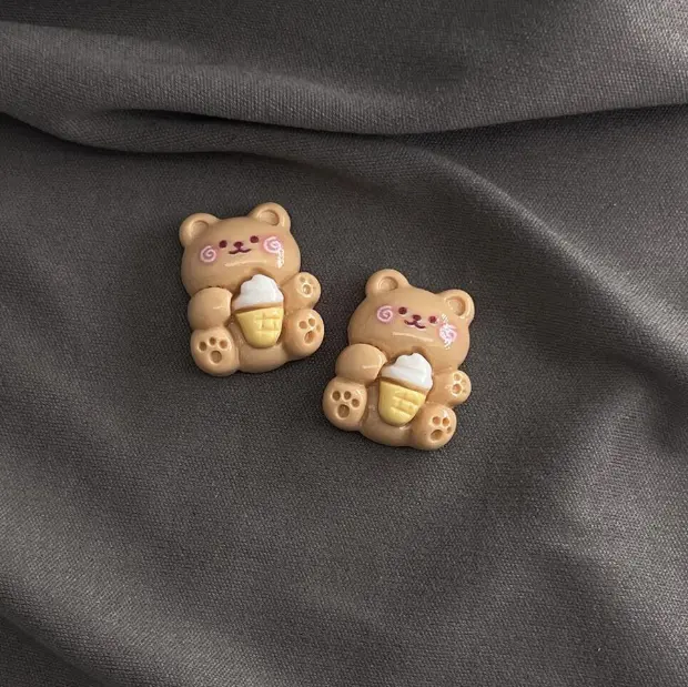 3 Pcs Teddy Bear with ice-cream Miniature toy topper