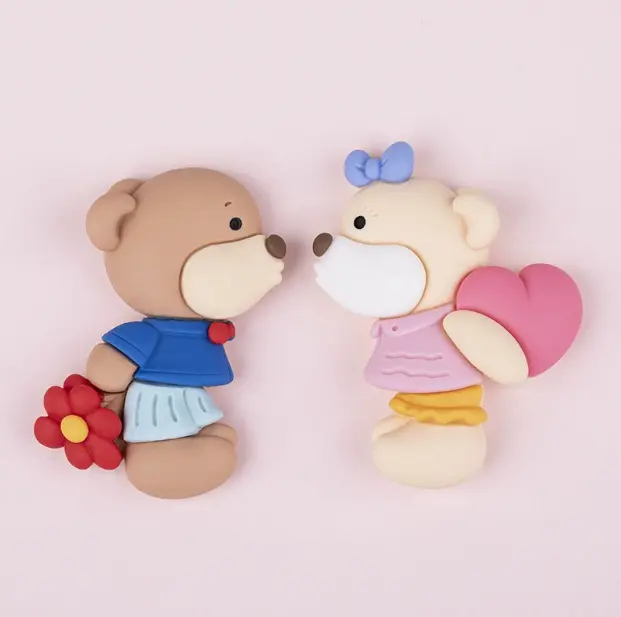 Teddy Bear Couple Miniature toy topper