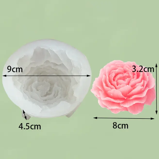 Peony Flower Silicone Mold for Resin,soaps ,Candle Mould Style 2