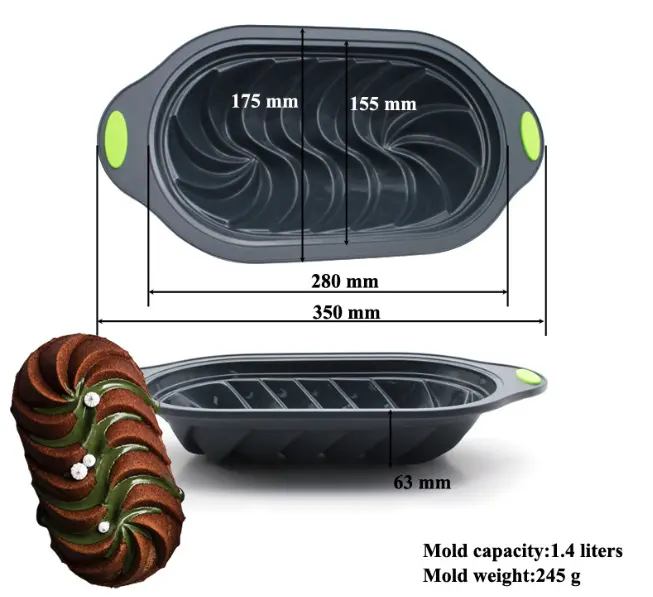 Non-Stick Spiral Design Silicone loaf Pan