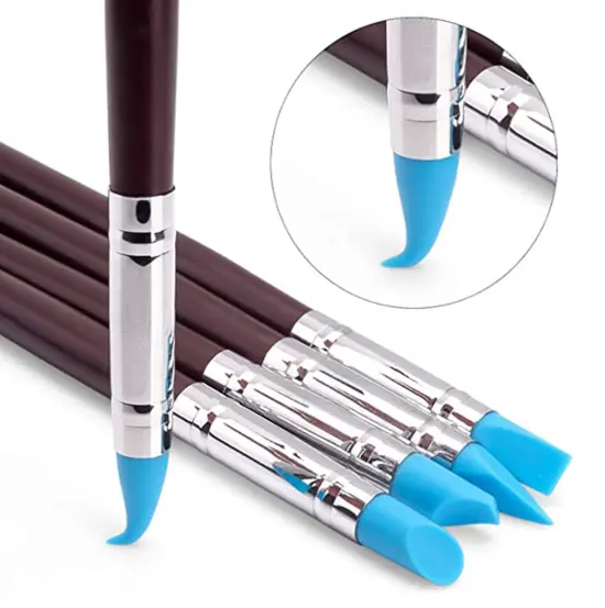 5 Pcs Silicone Clay Sculpting Tool Rubber Tip Silicone Modeling Brushes