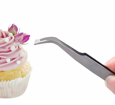 Stainless Steel Tweezer With Very Fine Point Bent Tip Cake Decoration Tools