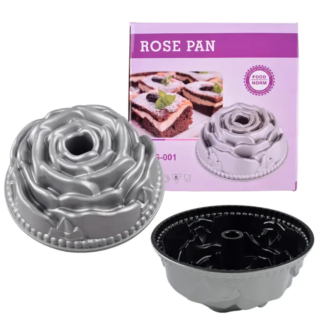 Rose Bundt Cake Pan Non-Stick Specialty Round 9" Carbon Steel Baking Mould
