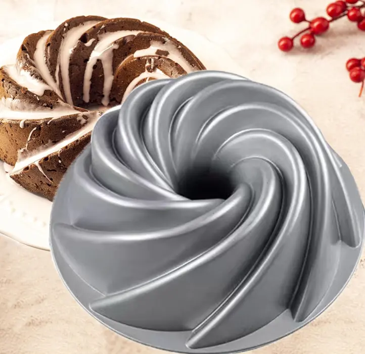 Spiral Bundt Cake Pan Non-Stick Specialty Round 9" Carbon Steel Baking Mould