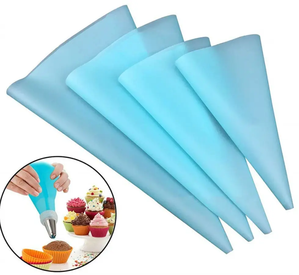 4 pcs Silicone Food Grade Reusable Cream Pastry Icing Pipping bag set