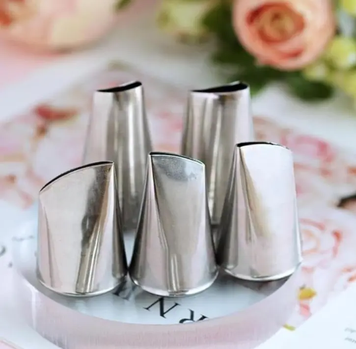 5 Pcs Pastry Nozzle Cake Tulips Rose Nozzle Decor Stainless Steel Piping Nozzle