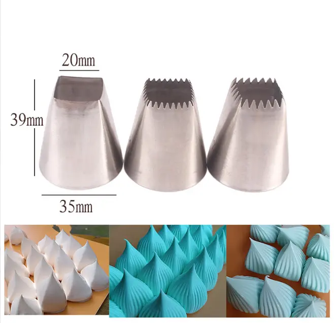 Square Decorating Nozzle 3-piece Set Cream Cookies Stainless Steel nozzle set ( F01 ,F02,F06)