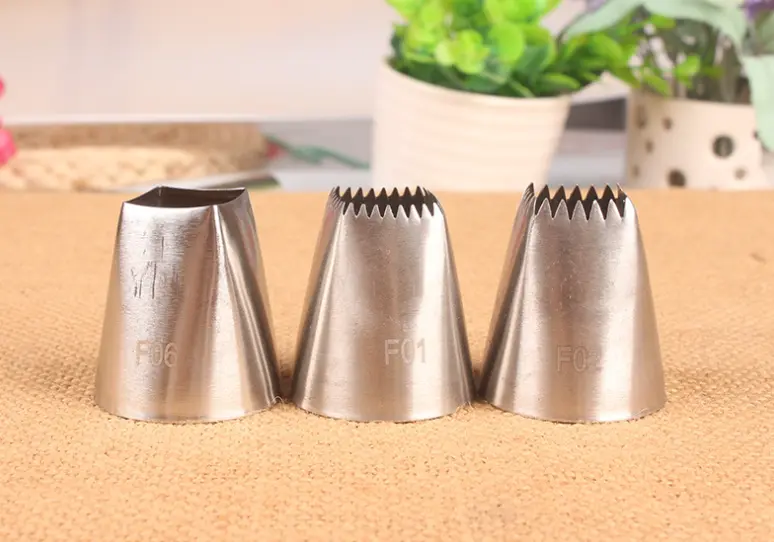 Square Decorating Nozzle 3-piece Set Cream Cookies Stainless Steel nozzle set ( F01 ,F02,F06)