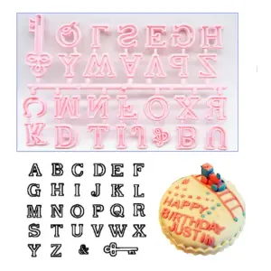 Cake Decor Plastic 26 pcs Lowercase Alphabet Cake and Cookie Stamping Set Plastic Fondant Cutter