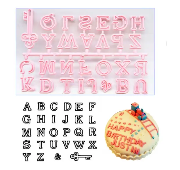 Cake Decor Plastic 26 pcs Lowercase Alphabet Cake and Cookie Stamping Set Plastic Fondant Cutter