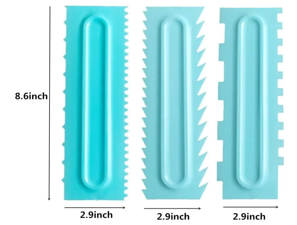 3 pcs Cake Decor Big Plastic Icing Comb Scraper Smoother Icing Fondant Cake Decorating Tool set ( Style 1 )