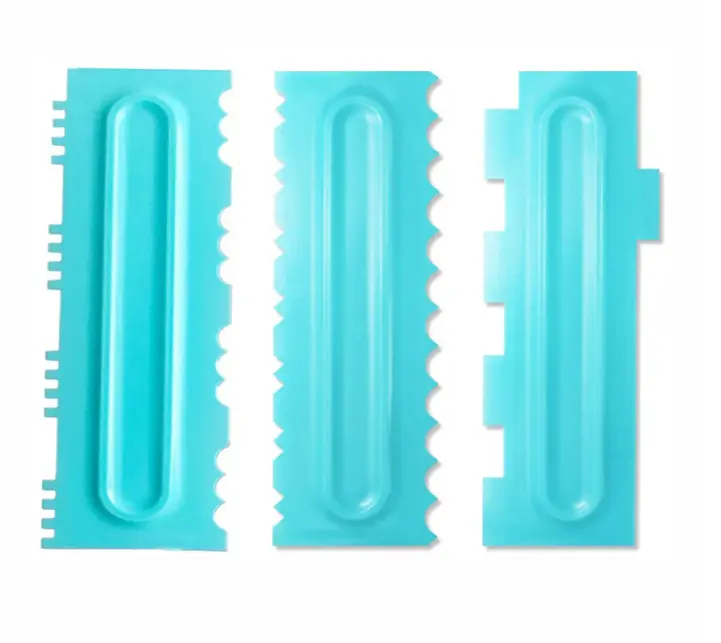 3 pcs Cake Decor Big Plastic Icing Comb Scraper Smoother Icing Fondant Cake Decorating Tool set ( Style 2 )