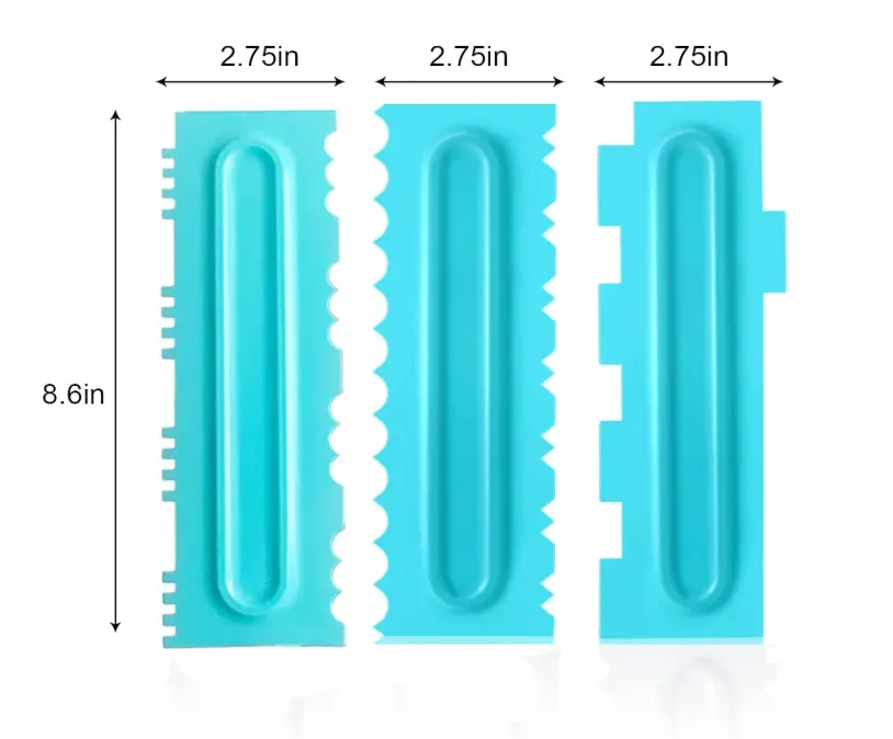 3 pcs Cake Decor Big Plastic Icing Comb Scraper Smoother Icing Fondant Cake Decorating Tool set ( Style 2 )