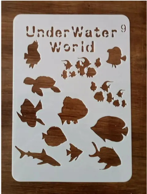 Fishes Turtle under water theme Decoration icing Stencils