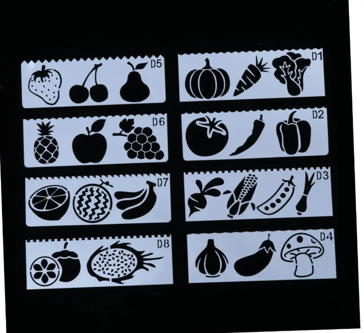 8 pcs Fruits and vegetables Theme Decoration icing Stencils set