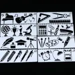 8 pcs School Study and Music Theme Decoration icing Stencils set
