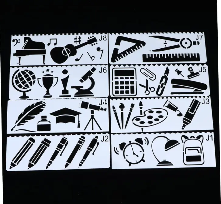 8 pcs School Study and Music Theme Decoration icing Stencils set